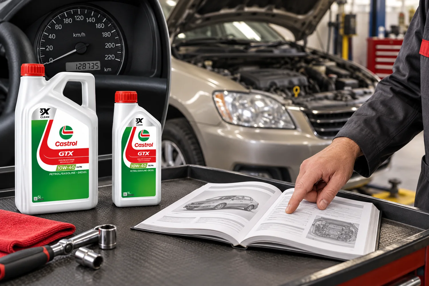 Vérification du carnet et du kilométrage avant l’utilisation d’une huile moteur 10W40