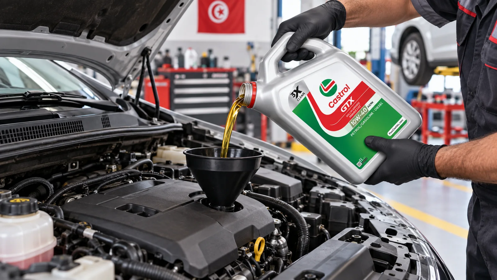 Vidange professionnelle d’une voiture avec une huile moteur 10W40