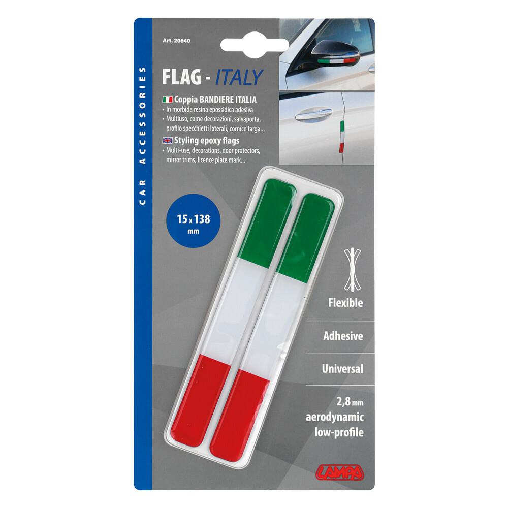 Flag-Italy, jeu de deux drapeaux Italie - 15x138 mm