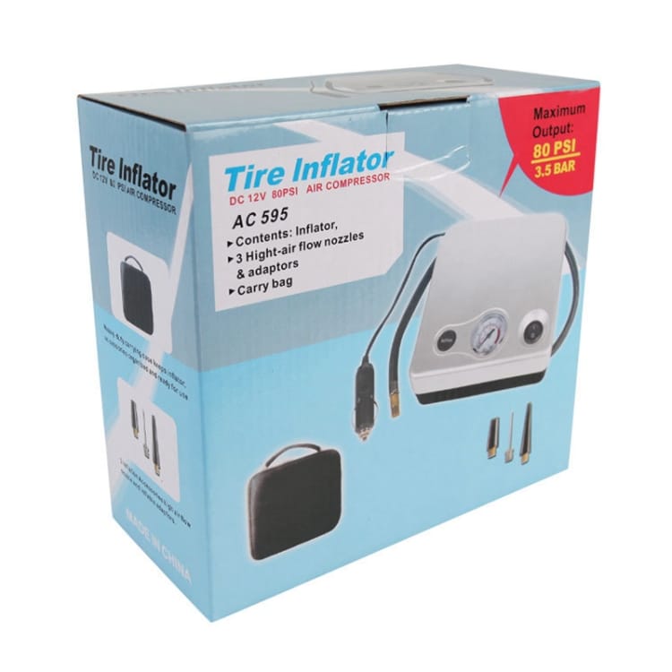 Compresseur à air portable AC595 12 V pour pneus voiture,Velo,Ballon Sport, – Image 2