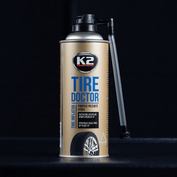 Spray préparation  Pneus Endommagé ; K2 TIRE DOKTOR 400 ML