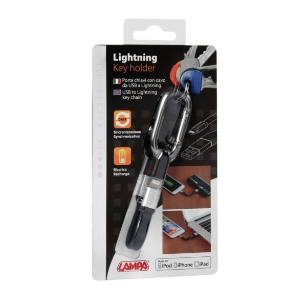 Porte-clé avec câble USB> Lightning, 10 cm - Blister