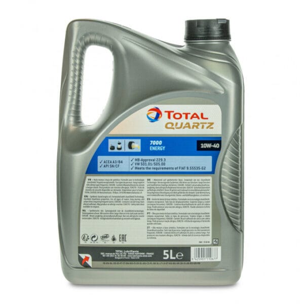 Total Qartz 7000 Semi-Syntétique 10W40 5L – Image 2